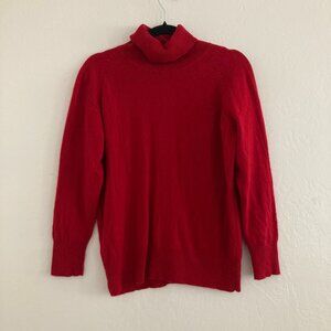 Vintage Apostrophe 100% Cashmere Sweater Red Turtleneck Minimalist Holiday Large